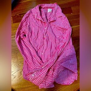 JCrew pink gingham button down shirt